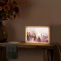 Paars - Abstract - Verf - Goud Light Box met kabel (Tafellamp) klein -sfeer4