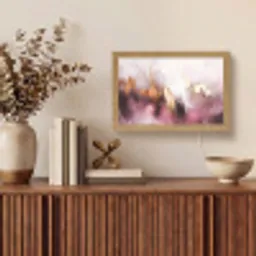 Paars - Abstract - Verf - Goud Light Box met kabel (Tafellamp) klein -sfeer2