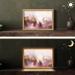Paars - Abstract - Verf - Goud Light Box met kabel (Tafellamp) klein -sfeer3