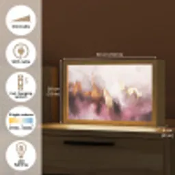 Paars - Abstract - Verf - Goud Light Box met kabel (Tafellamp) klein -USP_EN