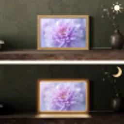 Paars - Dahlia - Dromerig Light Box met kabel (Tafellamp) klein -sfeer3