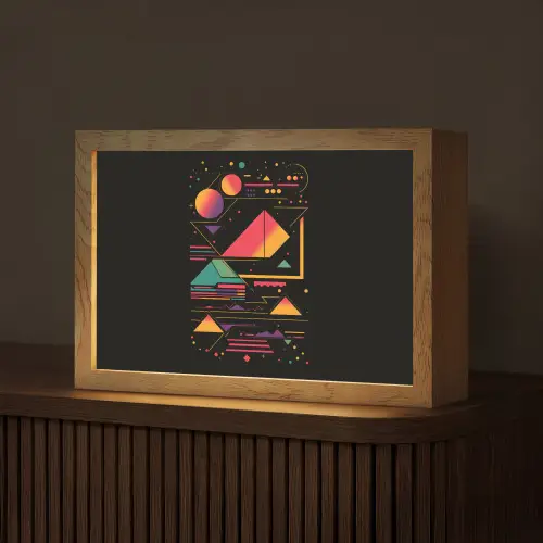 Piramides - Cirkels - Neonkleuren - Geometrisch Light Box met kabel (Tafellamp) klein -z3d_website