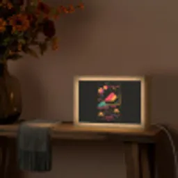 Piramides - Cirkels - Neonkleuren - Geometrisch Light Box met kabel (Tafellamp) klein -sfeer4