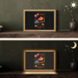 Piramides - Cirkels - Neonkleuren - Geometrisch Light Box met kabel (Tafellamp) klein -sfeer3