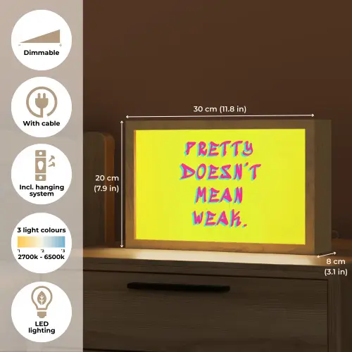 Quote - Minimalistisch - Kleurrijk Light Box met kabel (Tafellamp) klein -USP_EN