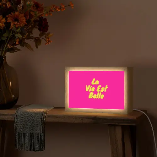 Quote - Retro - Roze Light Box met kabel (Tafellamp) klein -sfeer4