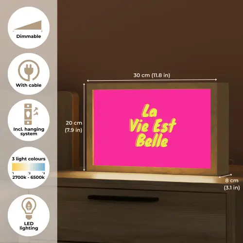 Quote - Retro - Roze Light Box met kabel (Tafellamp) klein -USP_EN