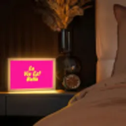 Quote - Retro - Roze Light Box met kabel (Tafellamp) klein -sfeer1