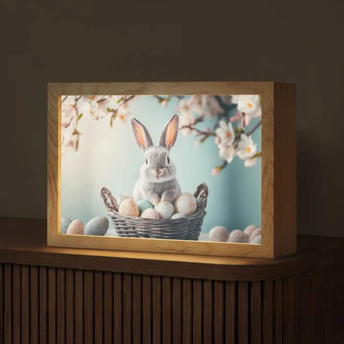 Konijn - Eieren - Mand Light Box met kabel (Tafellamp) klein -z3d_website