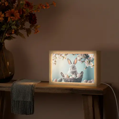 Konijn - Eieren - Mand Light Box met kabel (Tafellamp) klein -sfeer4