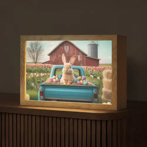 Konijn - Boerderij - Eieren Light Box met kabel (Tafellamp) klein -z3d_website