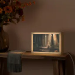 Konijn - Bos - Zonnestralen Light Box met kabel (Tafellamp) klein -sfeer4