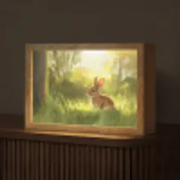 Konijn - Zonlicht - Bos Light Box met kabel (Tafellamp) klein -z3d_website
