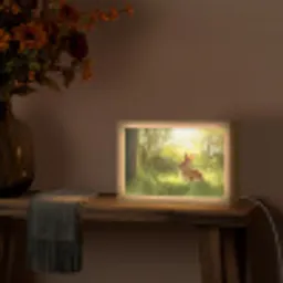 Konijn - Zonlicht - Bos Light Box met kabel (Tafellamp) klein -sfeer4