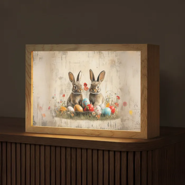 Konijnen - Bloemen - Eieren Light Box met kabel (Tafellamp) klein -z3d_website