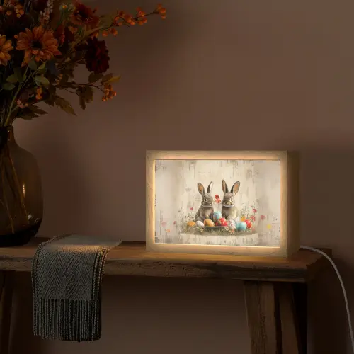 Konijnen - Bloemen - Eieren Light Box met kabel (Tafellamp) klein -sfeer4