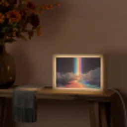 Regenboog - Verticaal - Sterrenhemel - Wolken Light Box met kabel (Tafellamp) klein -sfeer4