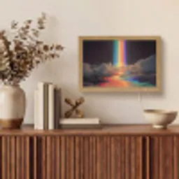 Regenboog - Verticaal - Sterrenhemel - Wolken Light Box met kabel (Tafellamp) klein -sfeer2