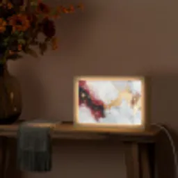Rood - Abstract - Goud - Modern Light Box met kabel (Tafellamp) klein -sfeer4