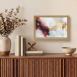 Rood - Abstract - Goud - Modern Light Box met kabel (Tafellamp) klein -sfeer2