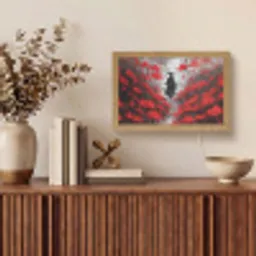 Rode bloemen - mistig - Man Light Box met kabel (Tafellamp) klein -sfeer2