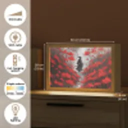 Rode bloemen - mistig - Man Light Box met kabel (Tafellamp) klein -USP_EN