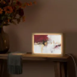 Rood - Marmer - Abstract - Goud - Modern Light Box met kabel (Tafellamp) klein -sfeer4