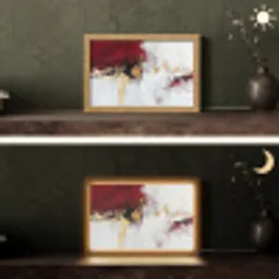 Rood - Marmer - Abstract - Goud - Modern Light Box met kabel (Tafellamp) klein -sfeer3