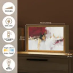 Rood - Marmer - Abstract - Goud - Modern Light Box met kabel (Tafellamp) klein -USP_EN