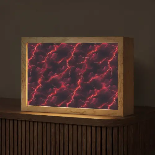 Rood - Onweer - Bliksem - Wolken Light Box met kabel (Tafellamp) klein 924 -z3d_website