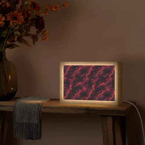Rood - Onweer - Bliksem - Wolken Light Box met kabel (Tafellamp) klein 924 -sfeer4