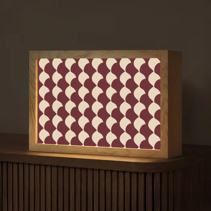 Rood - Tegelpatroon - Crème Light Box met kabel (Tafellamp) klein 924 -z3d_website