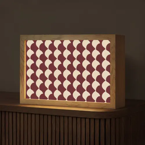 Rood - Tegelpatroon - Crème Light Box met kabel (Tafellamp) klein 924 -z3d_website