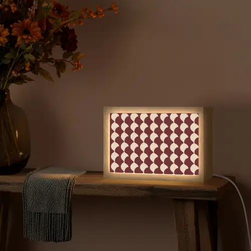 Rood - Tegelpatroon - Crème Light Box met kabel (Tafellamp) klein 924 -sfeer4