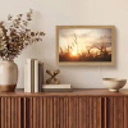 Riet - Gras - Zonsondergang - Natuur - Horizon Light Box met kabel (Tafellamp) klein -sfeer2