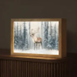 Rendier - Sneeuw - Woud - Wit Light Box met kabel (Tafellamp) klein -z3d_website