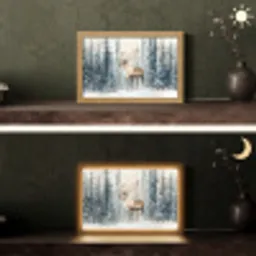Rendier - Sneeuw - Woud - Wit Light Box met kabel (Tafellamp) klein -sfeer3
