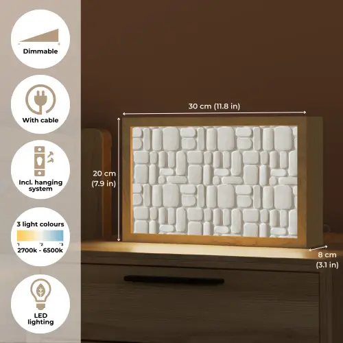 Reliëf - Structuur - Wit Light Box met kabel (Tafellamp) klein 924 -USP_EN