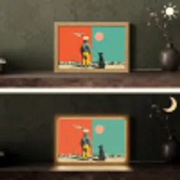 Retro - Jongen - Hond - Rood - Groen Light Box met kabel (Tafellamp) klein -sfeer3