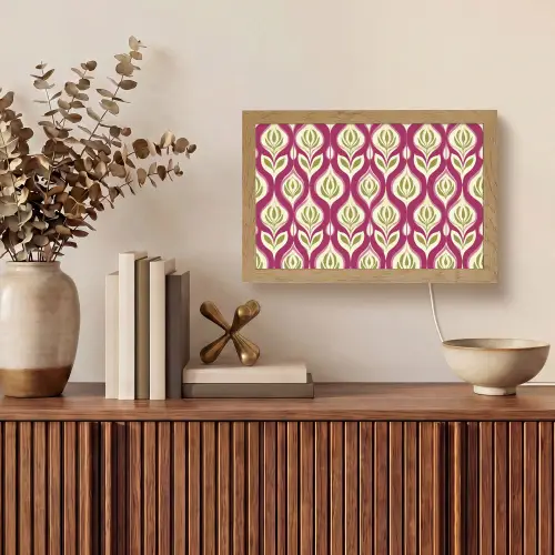 Retro - Floraal - Paars Light Box met kabel (Tafellamp) klein 924 -sfeer2