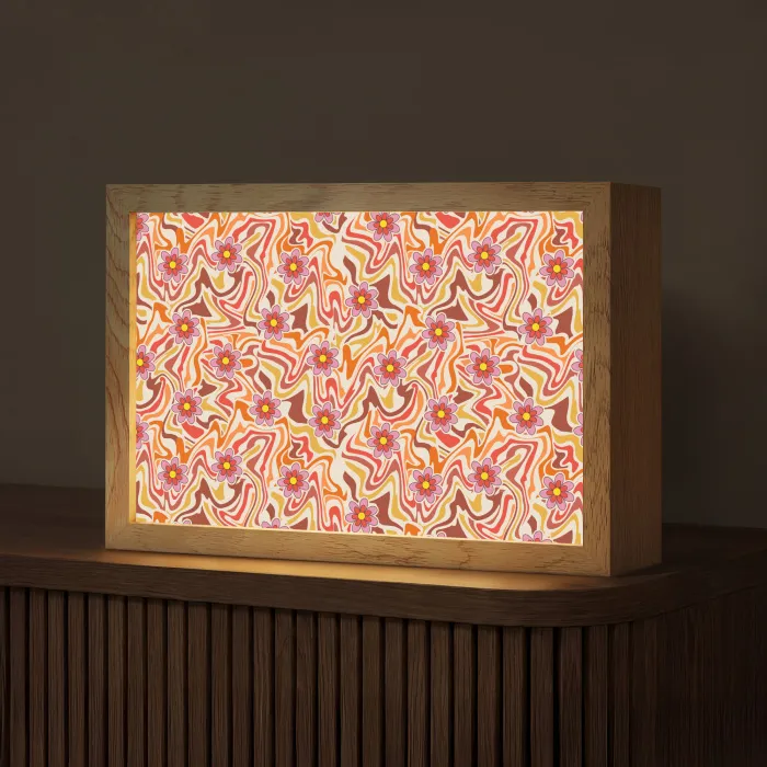Retro - Bloemen - Patroon Light Box met kabel (Tafellamp) klein 924 -z3d_website