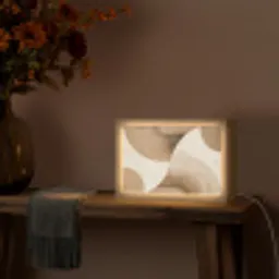 Retro - Geometrische lagen - Aardetinten Light Box met kabel (Tafellamp) klein -sfeer4