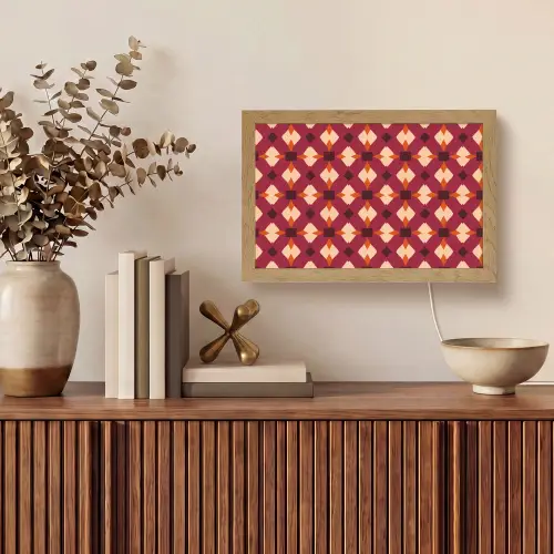 Retro - Patroon - Kleurrijk Light Box met kabel (Tafellamp) klein 924 -sfeer2