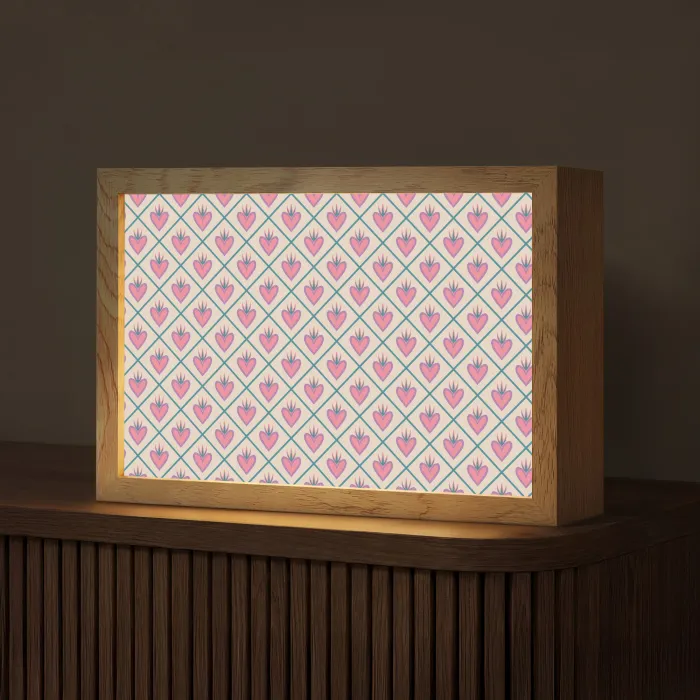 Retro - Ruit - Hartjes - Patroon Light Box met kabel (Tafellamp) klein 924 -z3d_website