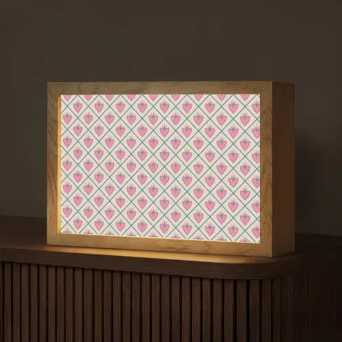 Retro - Ruit - Hartjes - Patroon Light Box met kabel (Tafellamp) klein 924 -z3d_website