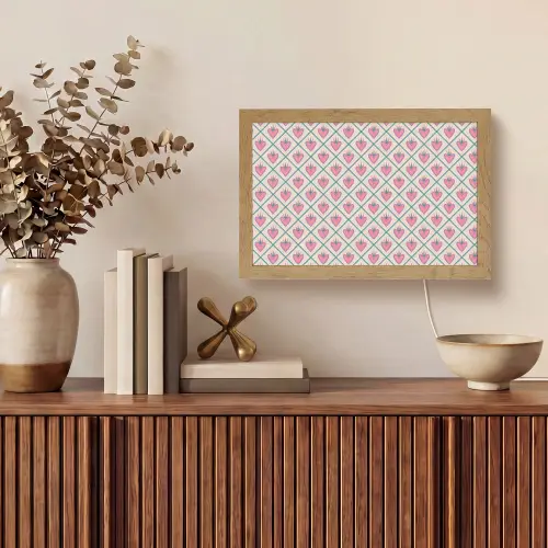 Retro - Ruit - Hartjes - Patroon Light Box met kabel (Tafellamp) klein 924 -sfeer2