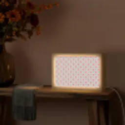 Retro - Ruit - Hartjes - Patroon Light Box met kabel (Tafellamp) klein 924 -sfeer4
