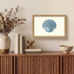 Ribbels - Blauw - Schelp Light Box met kabel (Tafellamp) klein -sfeer2