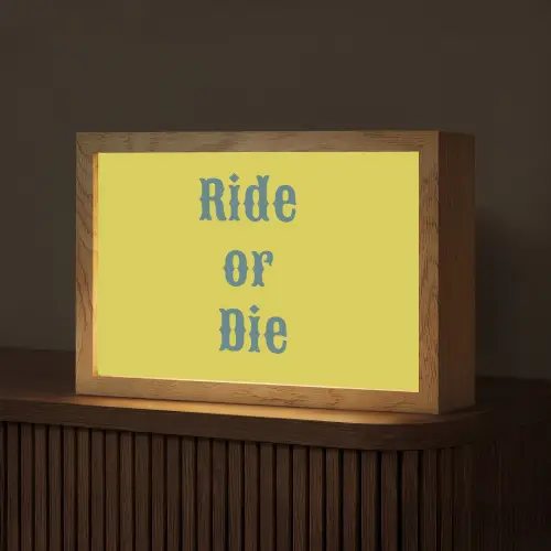 Ride or die - Geel - Blauw Light Box met kabel (Tafellamp) klein -z3d_website