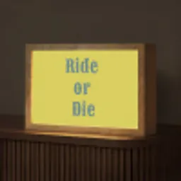 Ride or die - Geel - Blauw Light Box met kabel (Tafellamp) klein -z3d_website